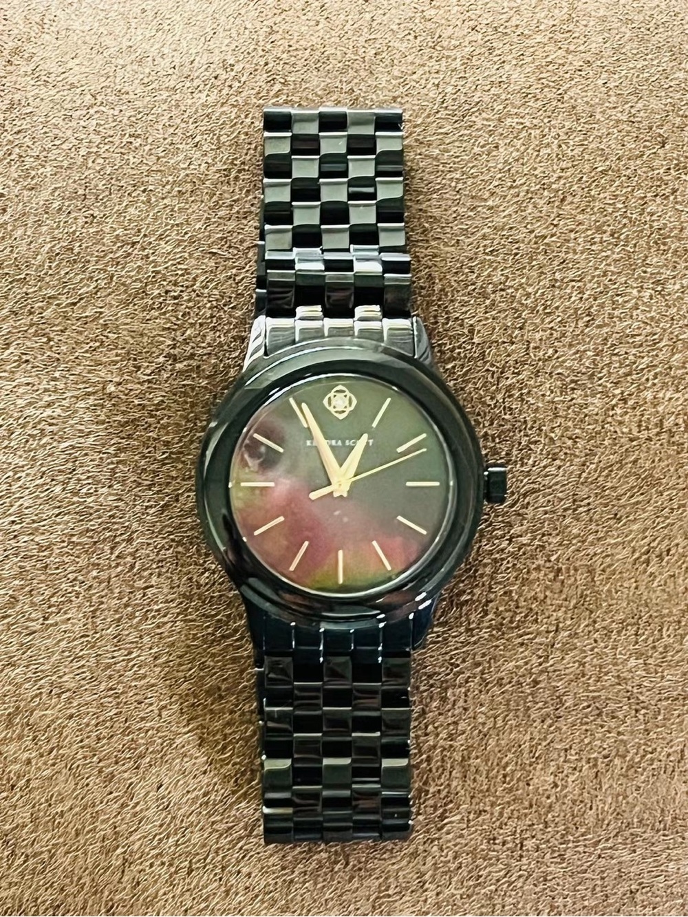 Kendra Scott Alex Black Stainless Steel 35mm Watch in Black Mother-of-Pearl